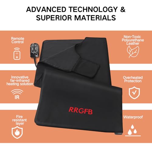 RRGFB Portable Infrared Sauna Blanket, Detox & Relaxation at Home, Adjustable Timer 20-60 Min, Temperature Range 95-167℉, 6 ft x 2.6 ft, Durable PU Leather Cover - Image 4