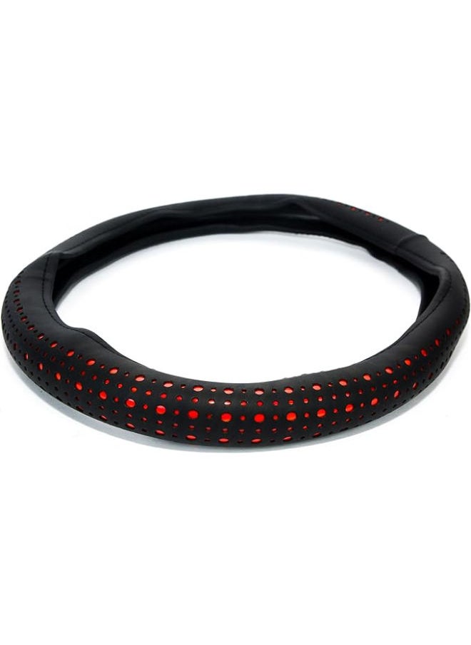 Generic Car Steering Wheel Cover & Protector , Universal Car Accessory for Diverse Cars, Breathable Microfiber Leather Sporty - Black*Red 