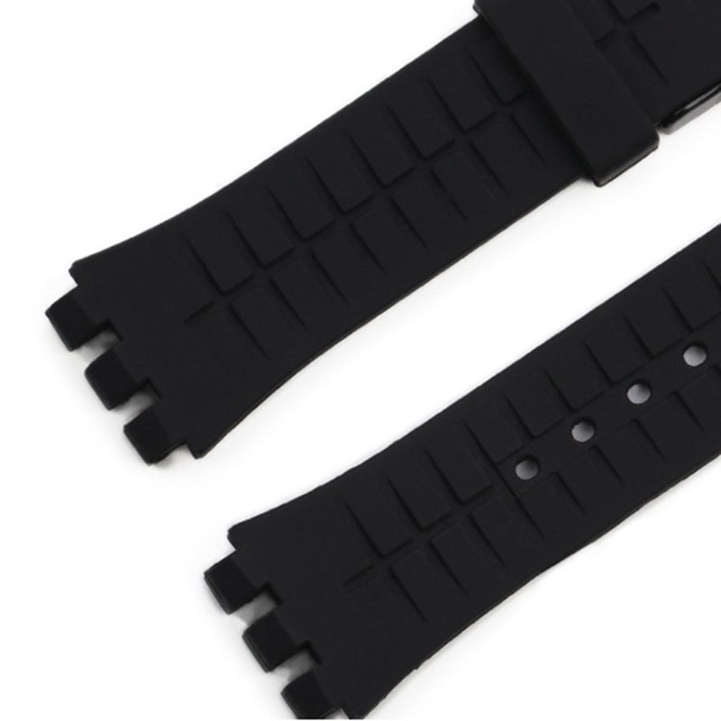 GreenOlive Silver Plated Stainless Steel Buckle Waterproof Silicone Rubber Watch Strap Watch Band (20mm, Black) - Image 3