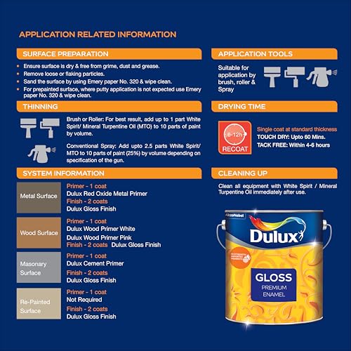 Dulux Gloss | Premium Enamel Paint for Decoration & Protection | Ideal For Painting Household items & furniture made of steel, wood, and aluminium, 1 Litres,Dark Brown - Image 2