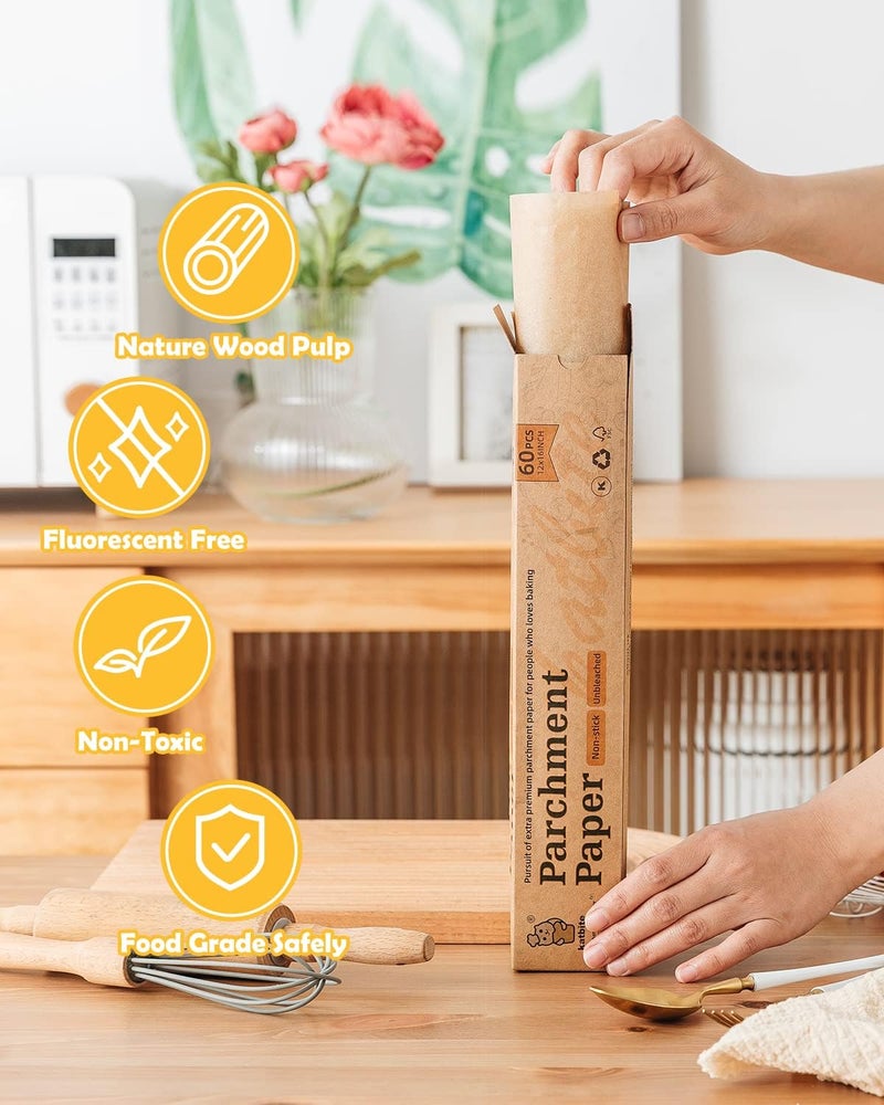 katbite 12x16 Inch Parchment Paper Sheets, Pre cut Unbleached Baking Paper, Heavy Duty & Non-stick for Half Sheet Baking, Cooking, Grilling Wrapping Foods - Image 4