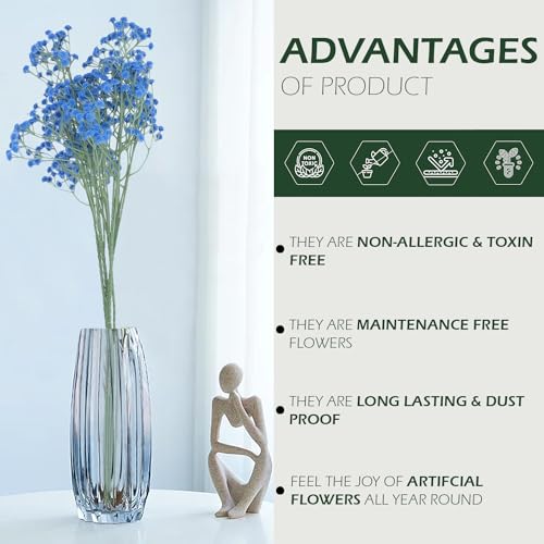 HOMEVERSE 05 Pcs Baby Breath/Gypsophila Artificial Fake Silk Plants Wedding Party Decoration Real Touch Flowers DIY Home Garden(Light Blue-05) - Image 3