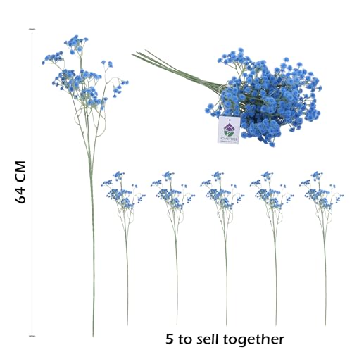 HOMEVERSE 05 Pcs Baby Breath/Gypsophila Artificial Fake Silk Plants Wedding Party Decoration Real Touch Flowers DIY Home Garden(Light Blue-05) - Image 5