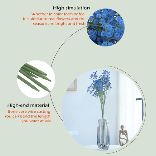 HOMEVERSE 05 Pcs Baby Breath/Gypsophila Artificial Fake Silk Plants Wedding Party Decoration Real Touch Flowers DIY Home Garden(Light Blue-05) - Image 4