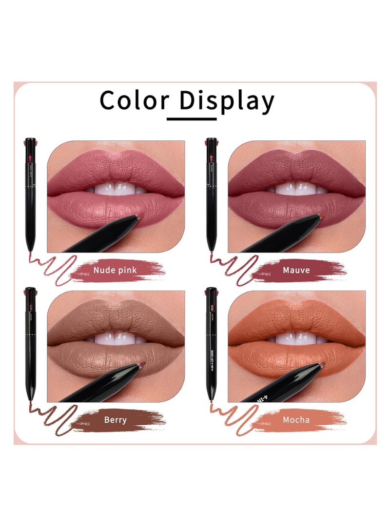 KASTWAVE Lip Liner Pencil, 4 In 1 Lip Liner, High Pigmented Smooth Color Liner, Retractable Lipstick Pencil, Smudge Proof Lipliner Pencil, for Shaping & Sculpting Lips - Image 3