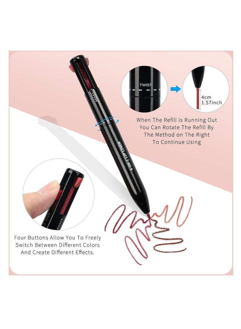 KASTWAVE Lip Liner Pencil, 4 In 1 Lip Liner, High Pigmented Smooth Color Liner, Retractable Lipstick Pencil, Smudge Proof Lipliner Pencil, for Shaping & Sculpting Lips - Image 4