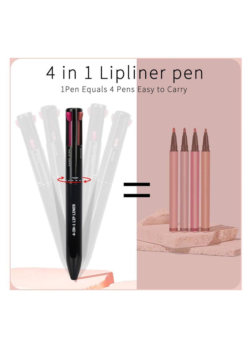 KASTWAVE Lip Liner Pencil, 4 In 1 Lip Liner, High Pigmented Smooth Color Liner, Retractable Lipstick Pencil, Smudge Proof Lipliner Pencil, for Shaping & Sculpting Lips - Image 2