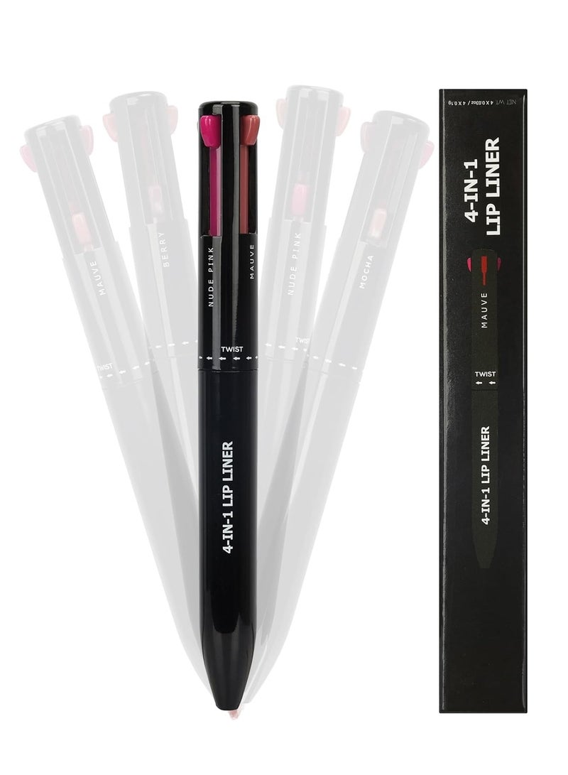 KASTWAVE Lip Liner Pencil, 4 In 1 Lip Liner, High Pigmented Smooth Color Liner, Retractable Lipstick Pencil, Smudge Proof Lipliner Pencil, for Shaping & Sculpting Lips - Image 1
