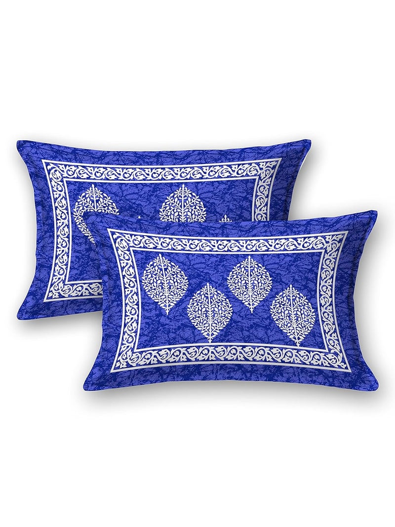 SheetKart Motif Glitz 144 TC 100 Cotton Double Bedsheet King Size with 2 Pillow Covers Paradise Blue - Image 5
