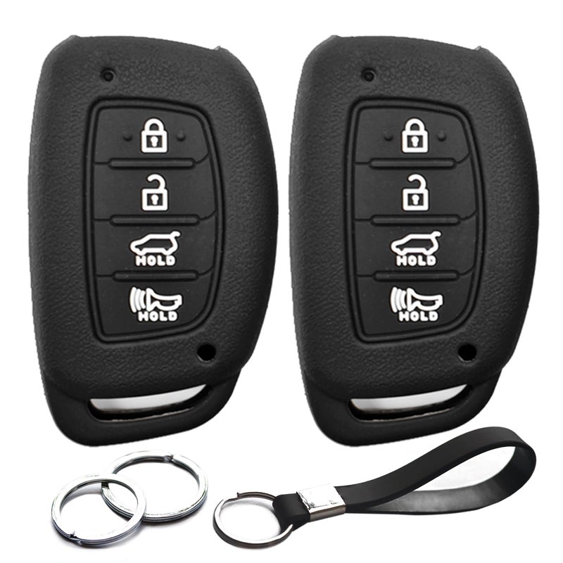 INFIPAR 2pcs Compatible with Hyundai Ioniq Elantra Sonata Tucson Elantra GT Key Fob Cover Case Key Chain Protector Keyless Remote Smart 4 Buttons Holder, NOT FIT Flip/Pop Out Key