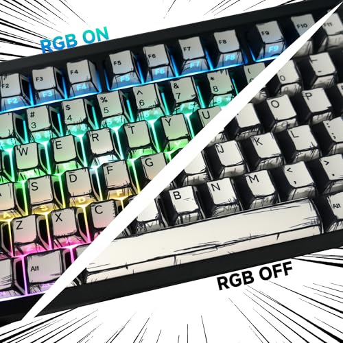 FunHub Retro PBT Keycaps - White 137 Keycaps Set for Full Size Mechanical Keyboard (Typing,Gaming or Anime Themed),Shine Through Side Printed Backlit Key Caps (Cherry,Doubleshot,MX,100% 75% 65% 60%) - Image 4