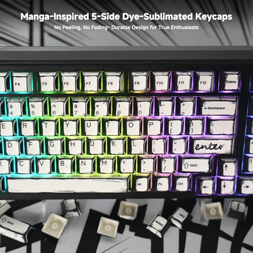 FunHub Retro PBT Keycaps - White 137 Keycaps Set for Full Size Mechanical Keyboard (Typing,Gaming or Anime Themed),Shine Through Side Printed Backlit Key Caps (Cherry,Doubleshot,MX,100% 75% 65% 60%) - Image 5