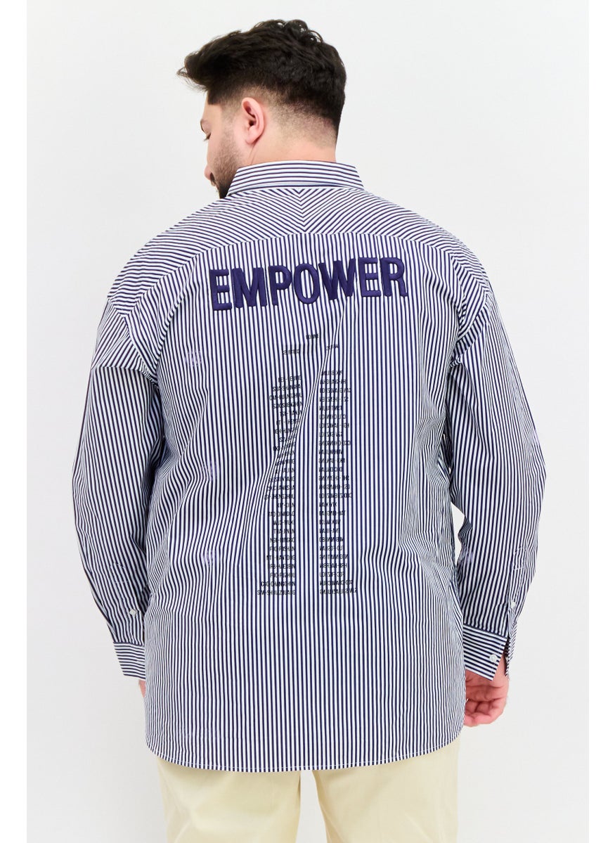 SELECTED - Men Regular Fit Stripe Long Sleeve Casual Shirts, White/Blue - Image 1