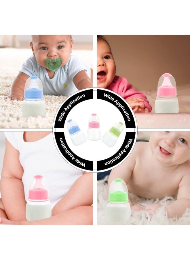 3 حزمة زجاجات الأطفال ، زجاجات تغذية الرضع مجانا BPA ، زجاجات تغذية الأغذية البلاستيكية صغيرة PP للأرز الحبوب الحليب ، زجاجات التمريض السفر للطفل حديث الولادة (زرقاء وردي أخضر) - Image 3