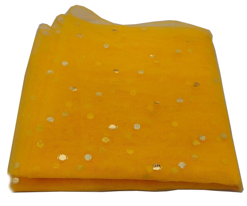 3A Featuretail Dual Color Combo of 42inch Width Dotted Mesh Net Fabric for Decoration, Fruit/Dryfruit/Gift Packing & Trousseau Tray Packing (5 Meter Each Color, Yellow & Light Blue) - Image 2