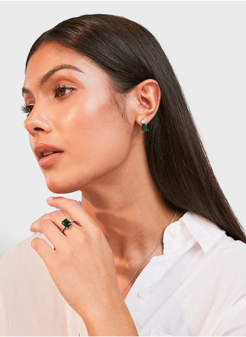 BUCKLEY LONDON Emerald Oval Double Drop Earring