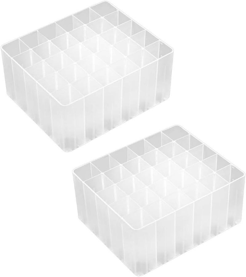 2 Pack 30-Slot Art Markers Pen Holder Desk Stand Organizer Storage Tray Marker Empty Storage Pack(Clear)