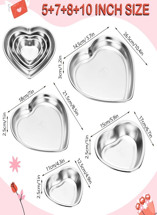 Teecyhooo Set of 4 Heart Shaped Stainless Steel Serving Trays 304 Mixed Sizes Cake Dessert Serving Plates for Snack Fruit Wedding Party Baking Display Kitchen Home Decoration - Image 2