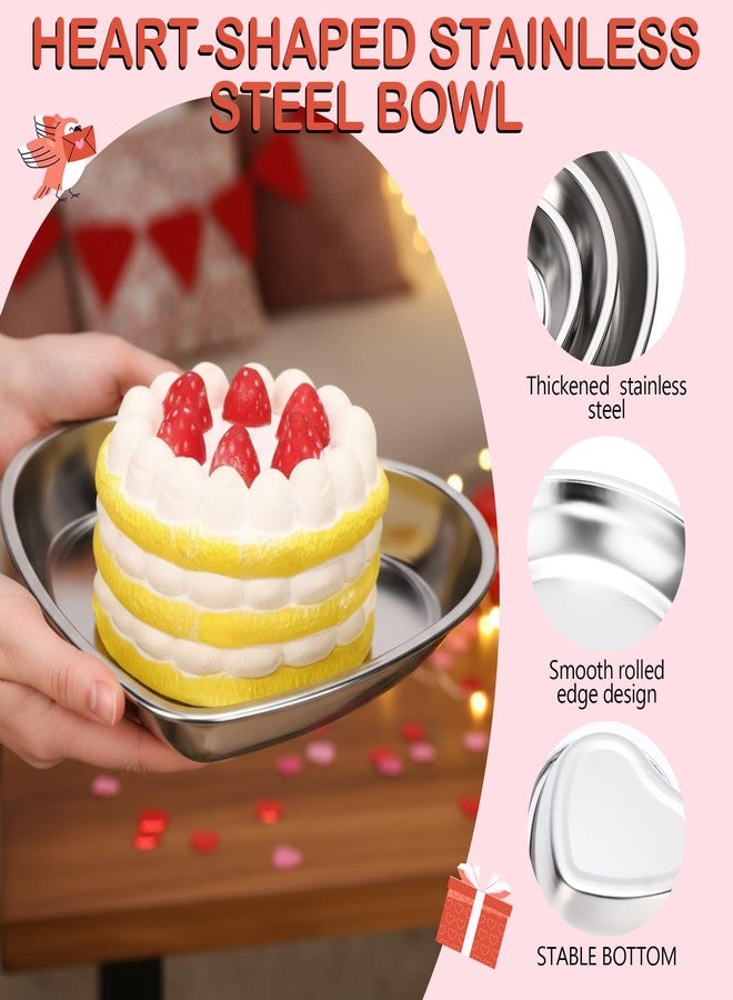 Teecyhooo Set of 4 Heart Shaped Stainless Steel Serving Trays 304 Mixed Sizes Cake Dessert Serving Plates for Snack Fruit Wedding Party Baking Display Kitchen Home Decoration - Image 5