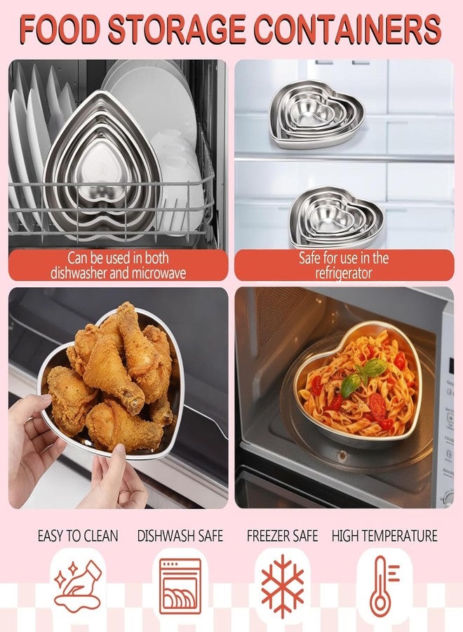 Teecyhooo Set of 4 Heart Shaped Stainless Steel Serving Trays 304 Mixed Sizes Cake Dessert Serving Plates for Snack Fruit Wedding Party Baking Display Kitchen Home Decoration - Image 4