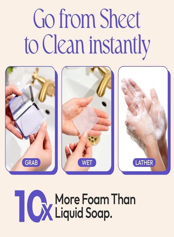 FOMIN - Paper Soap Sheets for Traveling - 100 Lavender Portable Camping Soap Sheets for Travel in Tin - Dissolvable Mini Portable Travel Soap Sheet for Hand Washing - Image 2