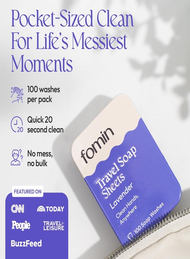 FOMIN - Paper Soap Sheets for Traveling - 100 Lavender Portable Camping Soap Sheets for Travel in Tin - Dissolvable Mini Portable Travel Soap Sheet for Hand Washing - Image 5