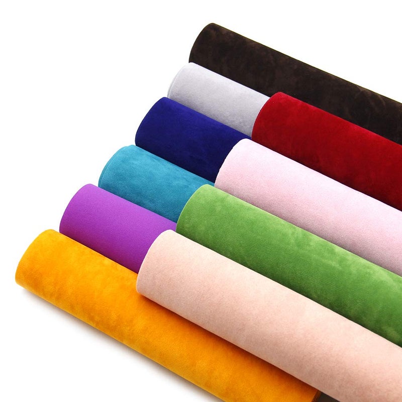 David accessories Double Sided Felt Velvet Soft Fabric 10 Pcs 7.7" x 12.9" (20 cm x 33 cm) Assorted Colors for DIY Bags Wallet Glasses Cloth Craft Projects (Velvet Fabric) - Image 1
