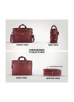 HAMMONDS FLYCATCHER HAMMONDS FLYCATCHER Genuine Leather Office Bag for Men, 15.6 Inch Professional Leather Laptop Bag for Men, Adjustable Strap and Multiple Compartments, Leather Bag for Men - 1 Year Warranty  - Image 2