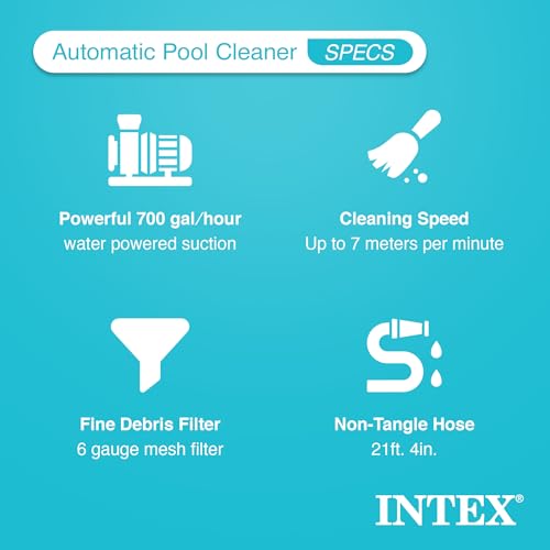 INTEX Deluxe Pressure-Side Above Ground Automatic Pool Cleaner Vacuum - For Bigger Pools – Cleans Pool Floors and Walls – Removes Debris – Removable Filter Tray – 21ft Tangle Free Hose - Image 3