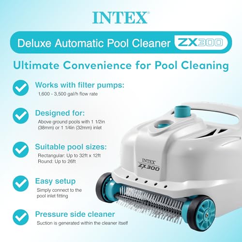 INTEX Deluxe Pressure-Side Above Ground Automatic Pool Cleaner Vacuum - For Bigger Pools – Cleans Pool Floors and Walls – Removes Debris – Removable Filter Tray – 21ft Tangle Free Hose - Image 2