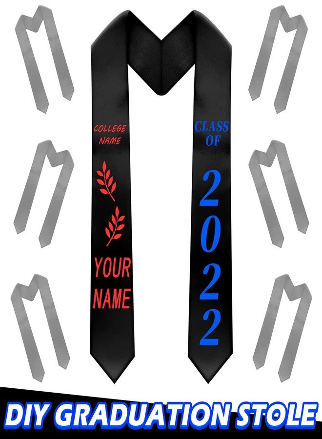 Haysandy 6 Pieces Unisex Graduation Stole Blanks Sublimation Graduation Sash Honor Stole for class of 2026 Students, 70 Inch(Black) - Image 3