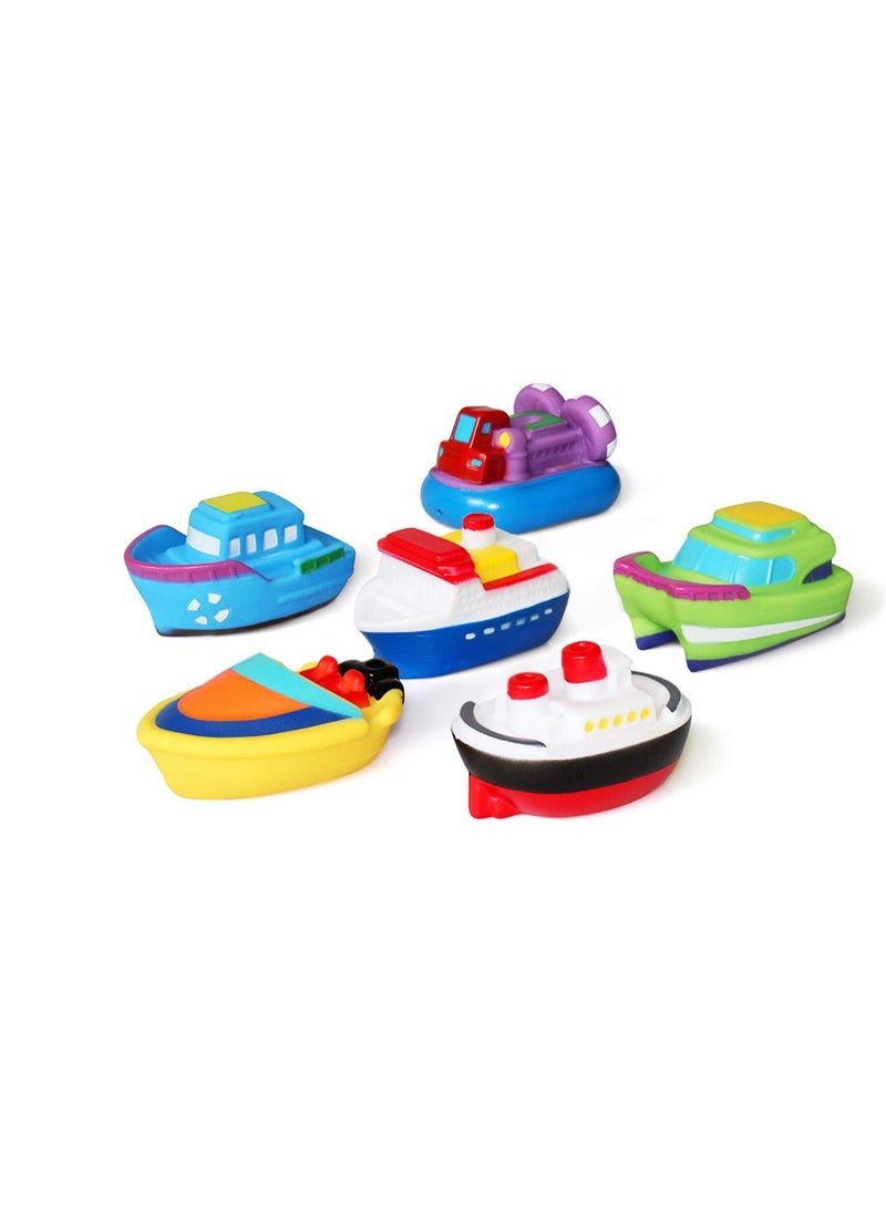 واي آند دي Bathtub Floating Bath Toys, Boat Toys for Toddlers 1-3 Learning Water and Bathroom Boats Squirters Wind-up Swimming Pool Games Play Set Gift (6PCS) - Image 1