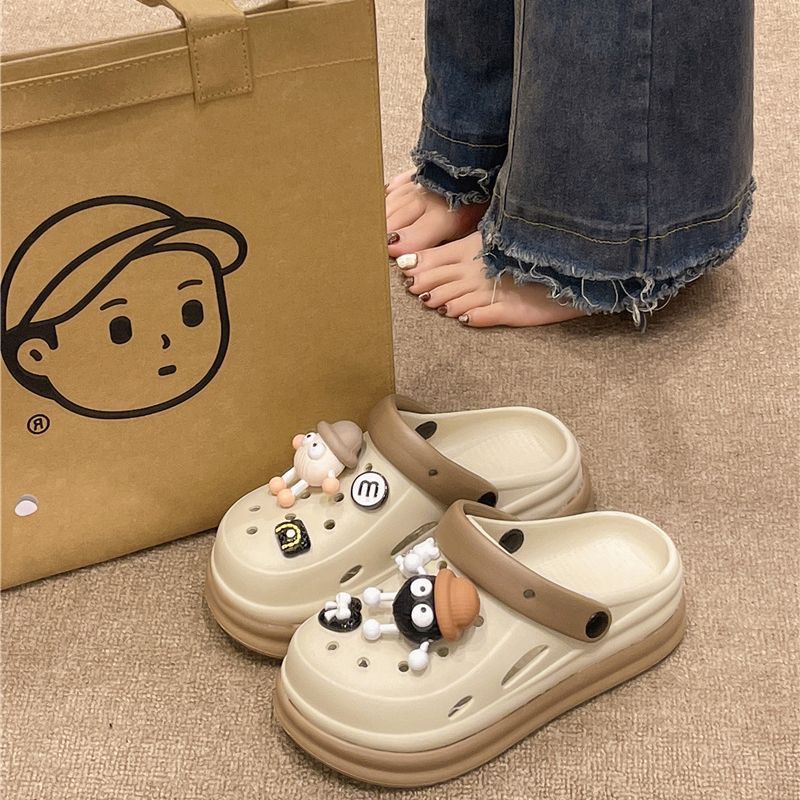 Cartoon Cute Hole Shoes Women'S Summer Indoor And Outdoor Shoes For Students To Wear Dung-Feeling Thick Sole Heightened Non-Slip Baotou Sandals - Image 4