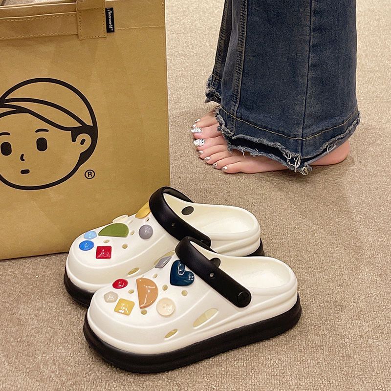 Cartoon Cute Hole Shoes Women'S Summer Indoor And Outdoor Shoes For Students To Wear Dung-Feeling Thick Sole Heightened Non-Slip Baotou Sandals - Image 3