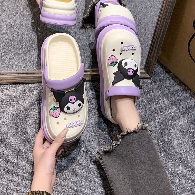 Cartoon Cute Hole Shoes Women'S Summer Indoor And Outdoor Shoes For Students To Wear Dung-Feeling Thick Sole Heightened Non-Slip Baotou Sandals - Image 1
