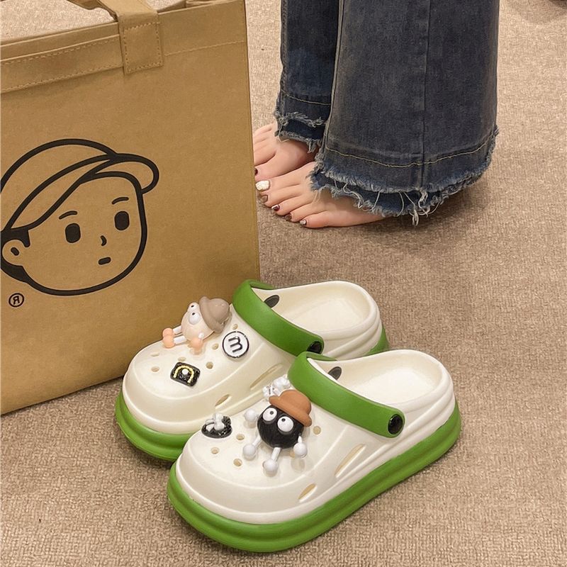 Cartoon Cute Hole Shoes Women'S Summer Indoor And Outdoor Shoes For Students To Wear Dung-Feeling Thick Sole Heightened Non-Slip Baotou Sandals - Image 2