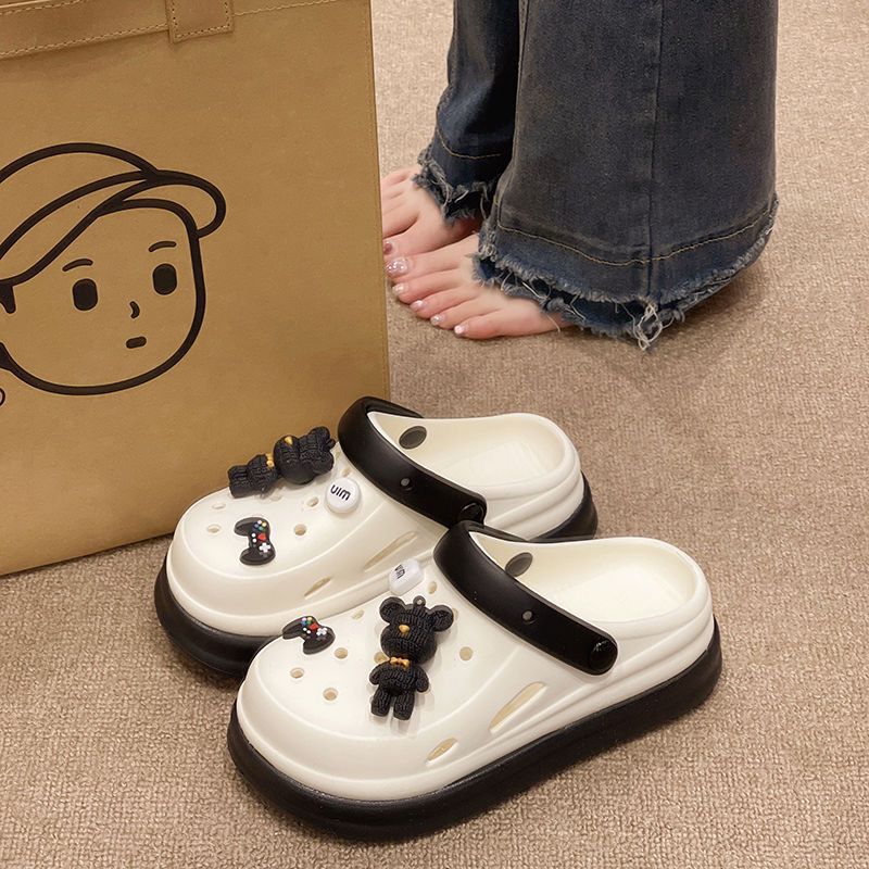 Cartoon Cute Hole Shoes Women'S Summer Indoor And Outdoor Shoes For Students To Wear Dung-Feeling Thick Sole Heightened Non-Slip Baotou Sandals - Image 5
