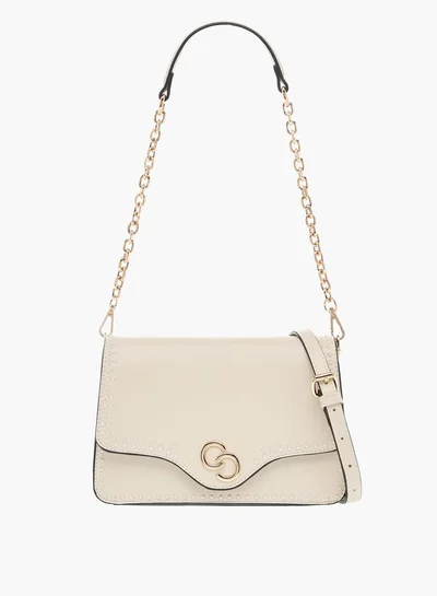 Celeste Solid Crossbody Bag with Detachable Strap and Flap Closure