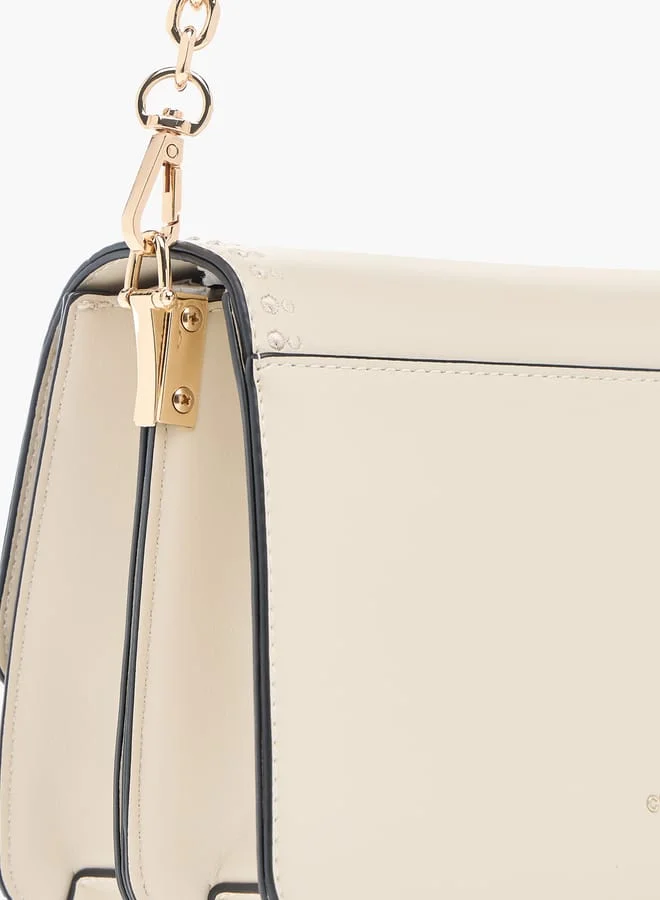 Celeste Solid Crossbody Bag with Detachable Strap and Flap Closure