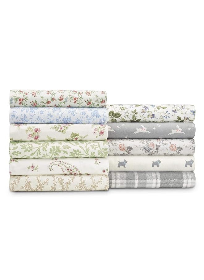 LAURA ASHLEY - Home Sateen Collection Bed Sheet Set 100 Percent Cotton Silky Smooth And Luminous Sheen Wrinkle Resistant Bedding Queen Bristol Paisley - Image 1