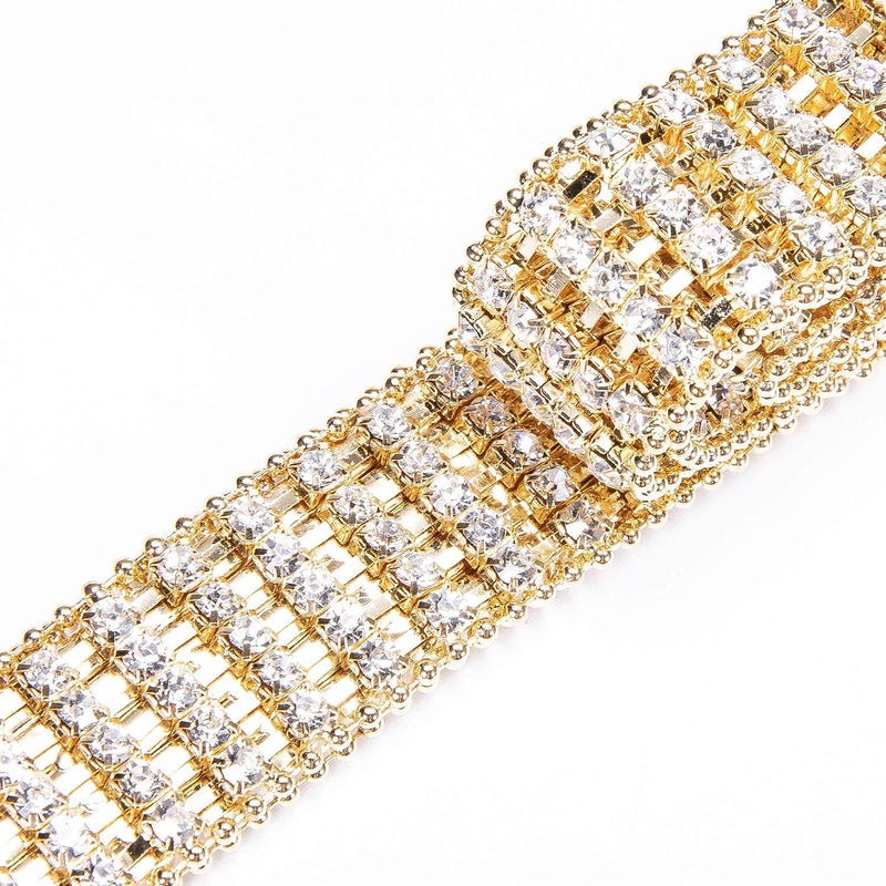 Dubulle Women Diamond Waist Belt with Shiny Rhinestone Sexy Chain Crystal Sashes Wedding Belt Bling Bridesmaid (Gold) - Image 3