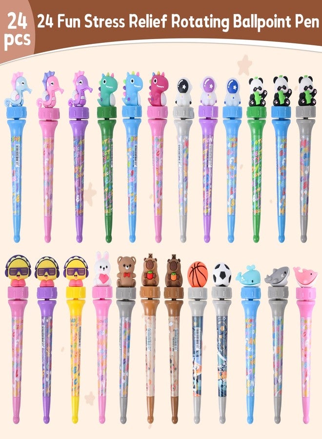 Ulema 24 Pcs Fidget Pens Fun Cute Kawaii Pens，Stress Relief Rotating Pen for School, Office, Home, Birthday Gifts Supplies Classroom Rewards. - Image 3