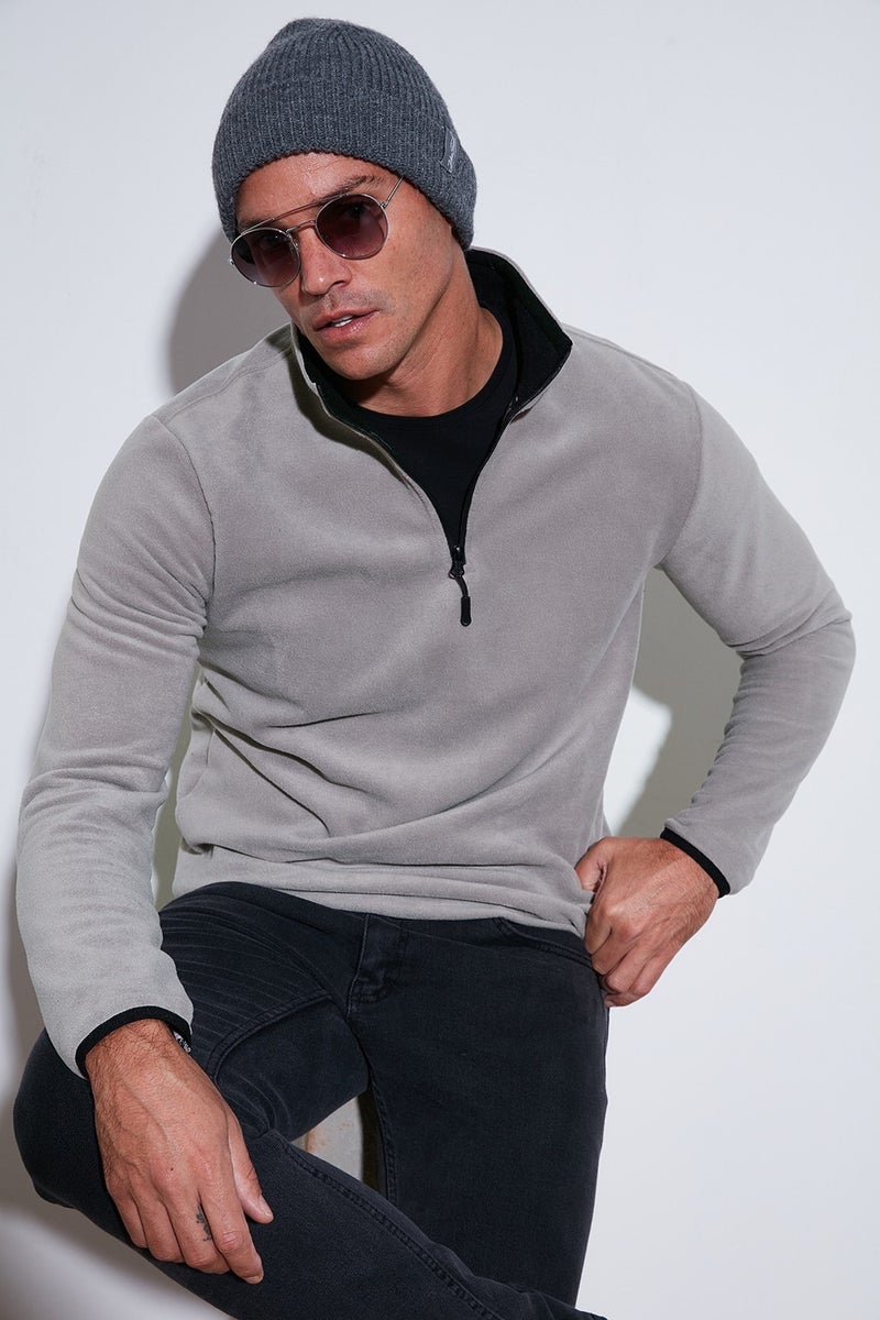 Buratti Slim Fit Half Zipper Stand Collar Polar Fleece Men's Polar 5906003 - Image 1