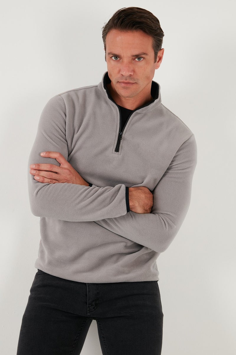 Buratti Slim Fit Half Zipper Stand Collar Polar Fleece Men's Polar 5906003 - Image 3
