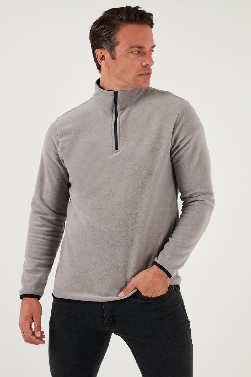 Buratti Slim Fit Half Zipper Stand Collar Polar Fleece Men's Polar 5906003 - Image 5