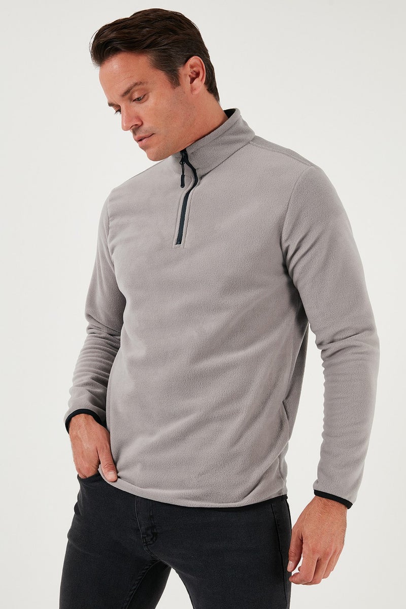Buratti Slim Fit Half Zipper Stand Collar Polar Fleece Men's Polar 5906003 - Image 4