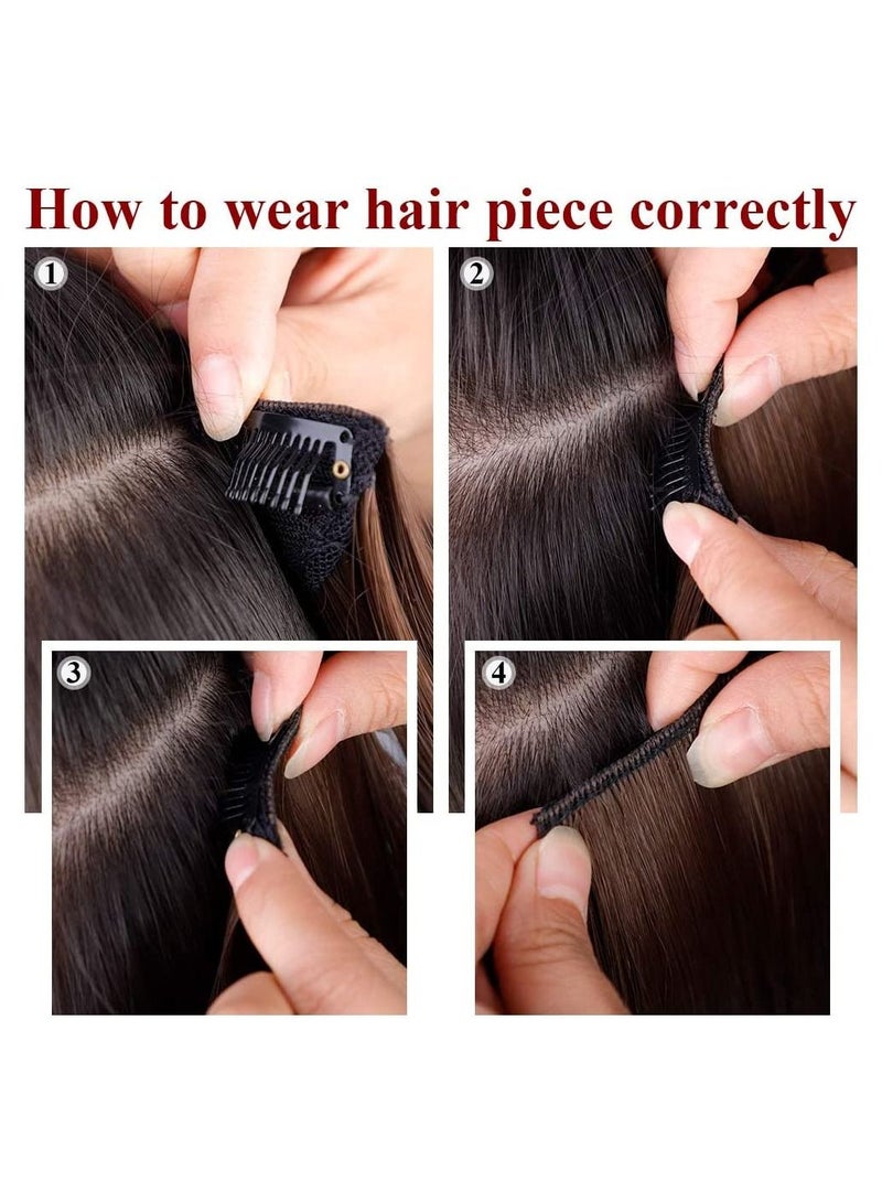 إستيل مشابك في قطعة شعر اصطناعي قصير مفرود قطعة شعر دبوس شعر غير مرئية لتخفيف الشعر وإضافة حجم الشعر الطبيعي المنفوش ووسادة شعر عالية 2 قطعة بني - Image 5