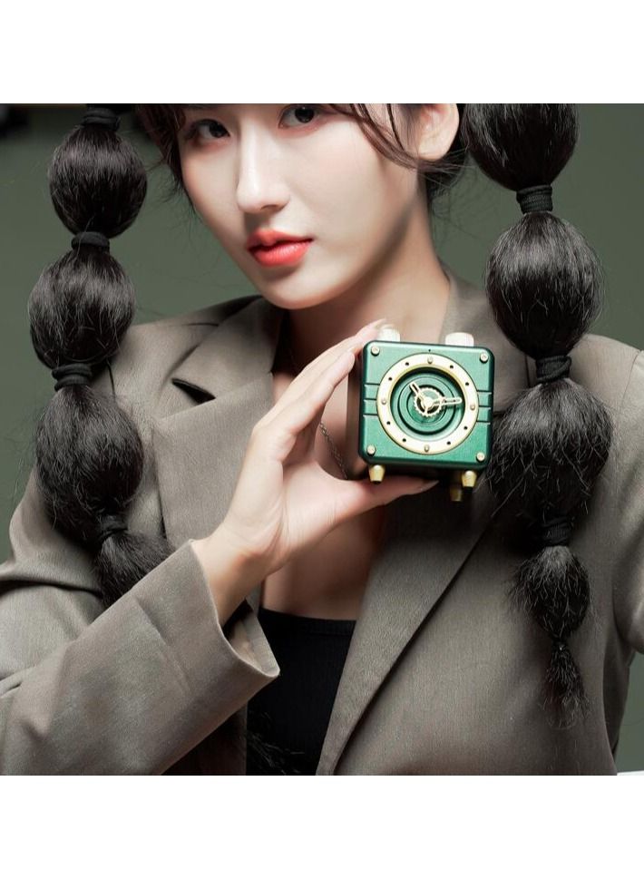 DUNISO Small And Retro Wireless Bluetooth Speaker WIth Creative Clock, Cute Old Fashion Style For Kitchen Desk Bedroom Office Party Outdoor Accessories For iPhone Android - Image 3