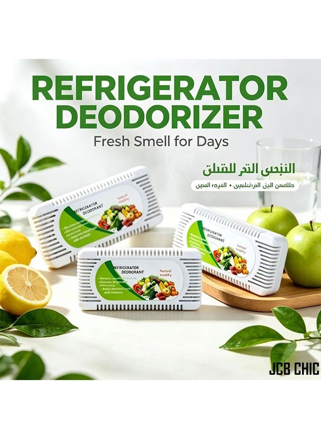 JCB CHIC 3 Pack Refrigerator Deodorant Box, Fridge Odor Eliminator Absorber, Natural Activated Charcoal Fridge Deodorizer for Refrigerators, Freezers & Coolers, Keeps Food Fresh - Image 1