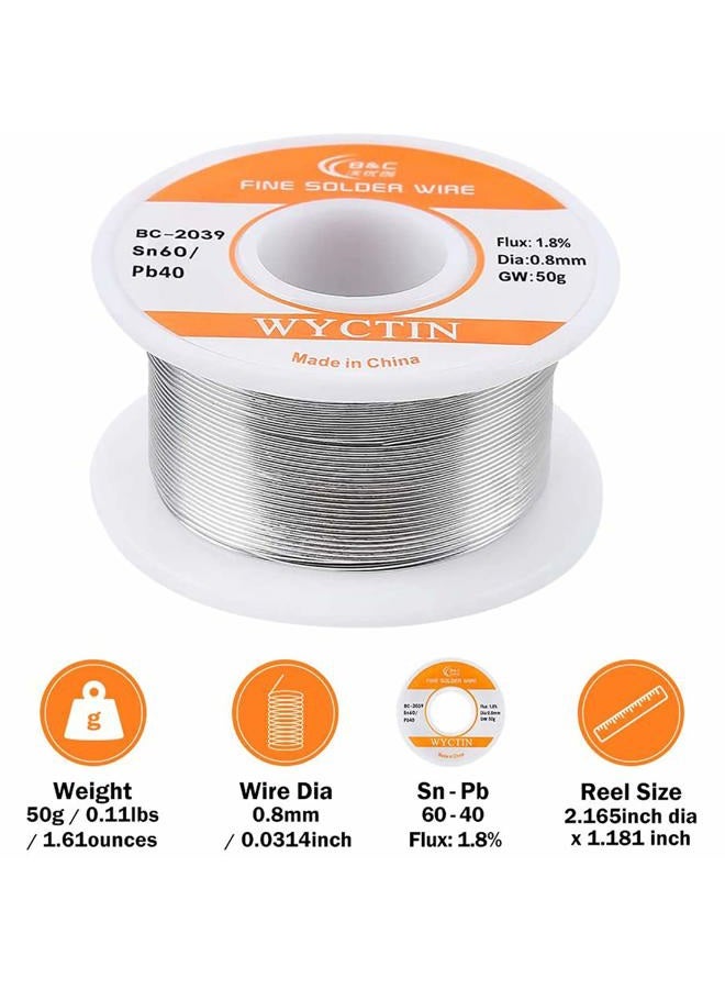 WYCTIN 60-40 (Tin-60% Lead-40%) Activity Solder Wire for Electrical DIY Work dia 0.8mm(0.0315 Inches) 0.11lbs - Image 2